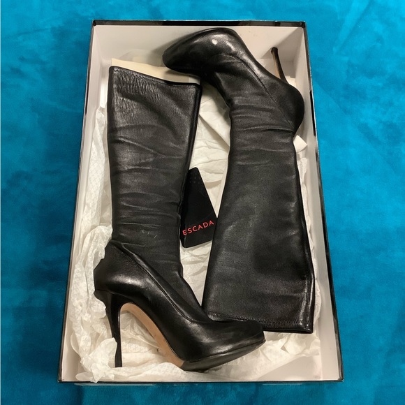 ESCADA Elastic Leather High Heel Boots - Picture 6 of 9
